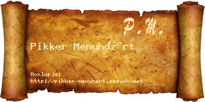 Pikker Menyhért névjegykártya